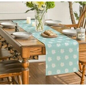 Table Runner 13x72in Daisy Floral Pattern Linen